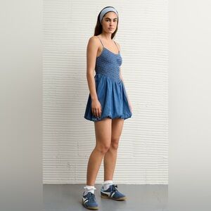 American Eagle Bella Bubble Mini Dress Denim Stretch Womens Size XL Cotton